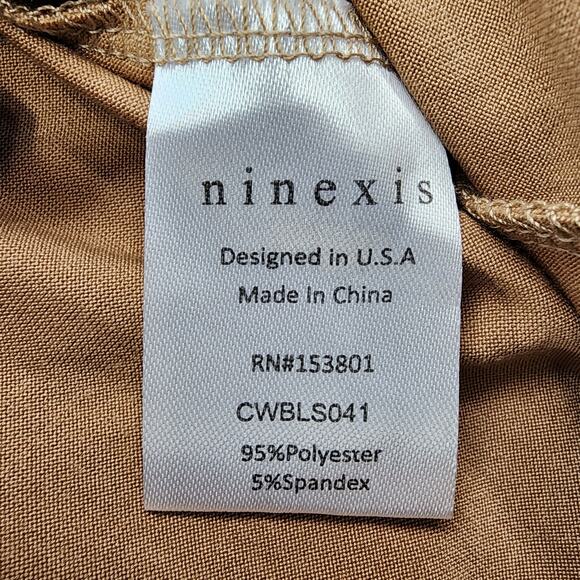 NEW Ninexis Skirt Womens L Tan Camel Smocked Waistband Side Slit Maxi Stretch - Picture 7 of 10